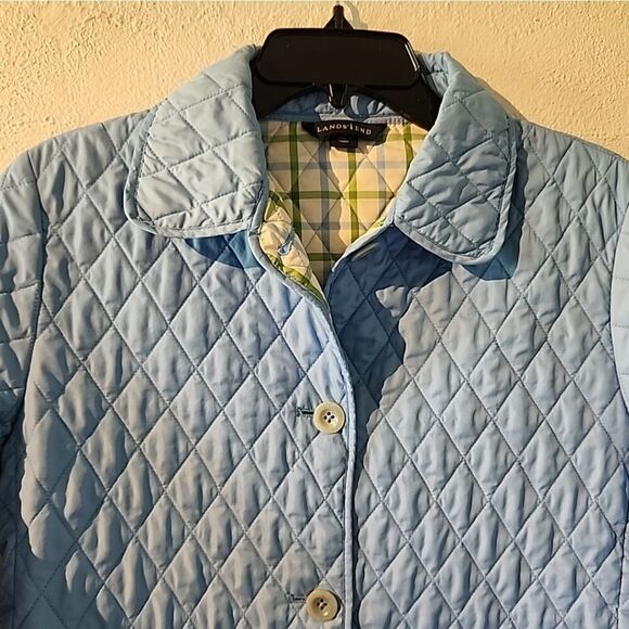 Lands' End Quilted Jacket Women's Small Baby Blue Lightweight Buttons Thermolite - Picture 2 of 8